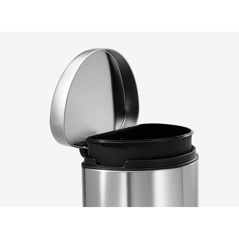 Brushed Stainless Steel Semi-Round Step Trash Can 2.6 Gallon