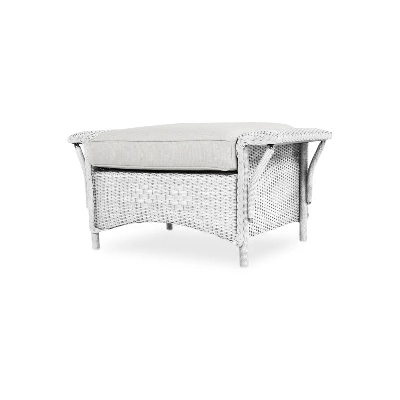 Nantucket Outdoor Ottoman, White, Rollo Linen