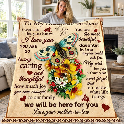 Couverture papillon à fleurs (1 pièce), cadeau pour belle-fille, couverture papillon « Je t’aime » pour ma belle-fille, jeté doux et confortable en flanelle pour canapé, lit, salon, chambre, bureau, voyage, décoration intérieure, cadeau d’anniversaire ou de vacances