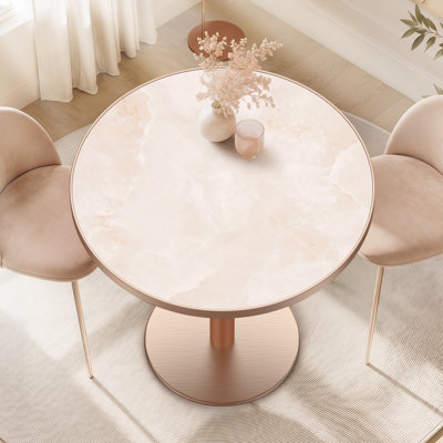 Table de salle à manger moderne avec tulipe ronde de 31,5 pouces avec plateau en pierre frittée