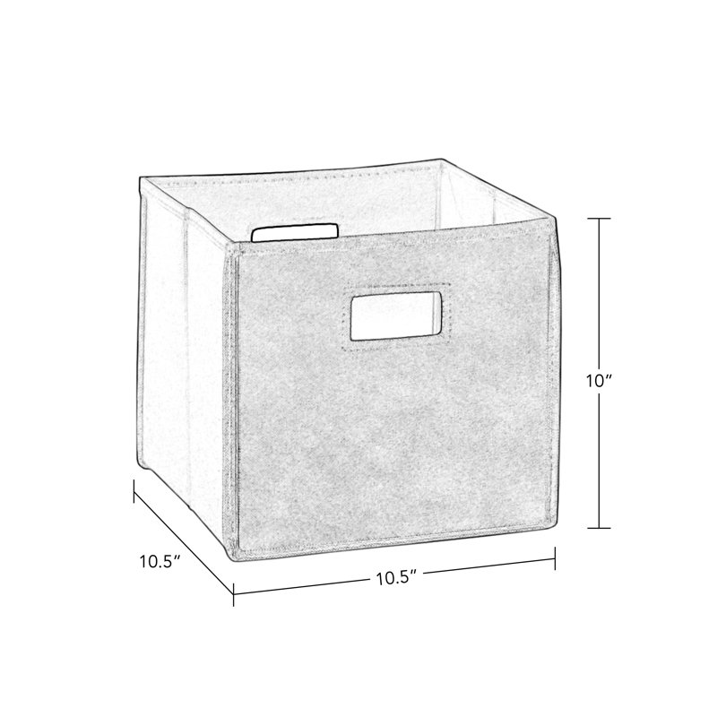 Taupe Collapsible Kids Storage Cube Bins with Handles, Set of 2