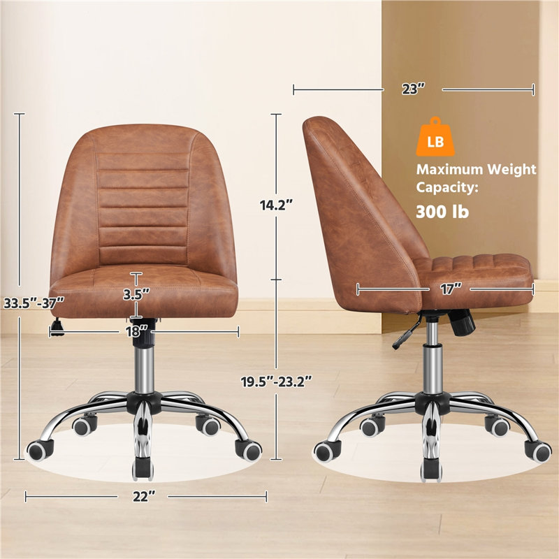 Chaise de travail Lytisha, Retro Brown Faux Leather