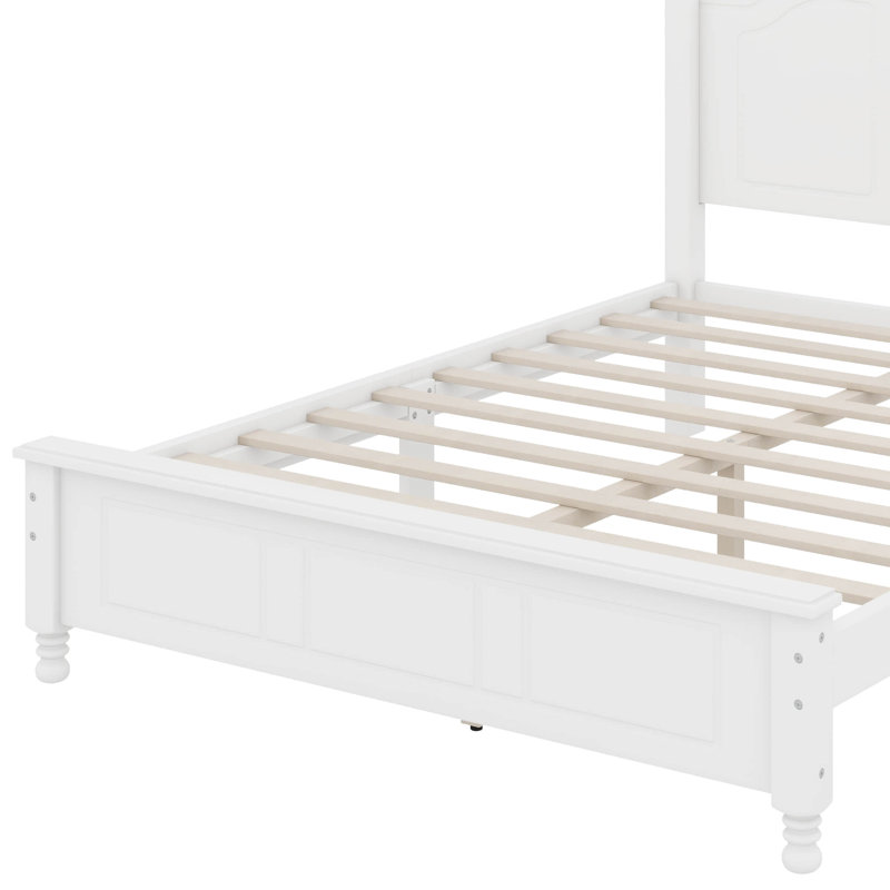 Full Size Wood Platform Bed, White