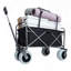 Chariot de plage pliable avec grandes roues pneumatiques de 23 cm pour le sable, capacité de 227 kg, cadre en acier, chariot utilitaire pliable avec sac multi-usages, noir