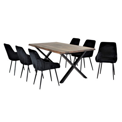 Oak Dining Table with Iron Base