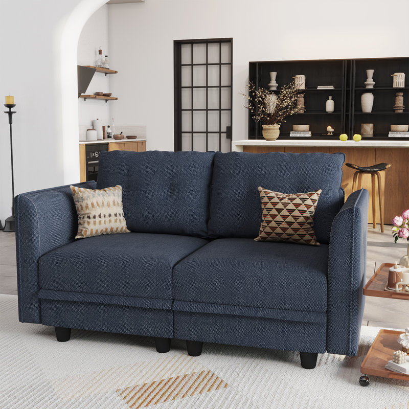 Causeuse avec rangement Tomario, Polyester bleu