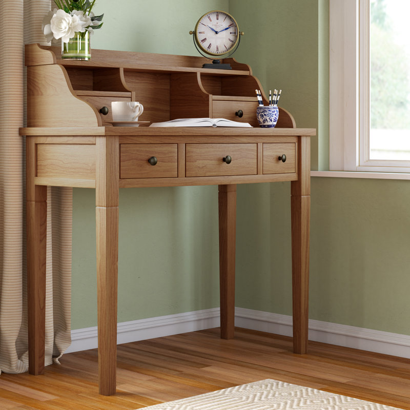 Bureau d'écriture avec huche de rangement Modern Paignt - Structure en bois massif, tablettes et casiers pour la maison, le bureau
