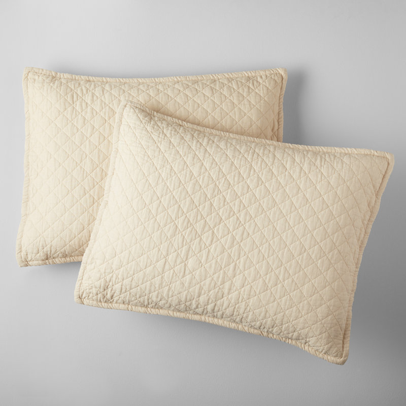 Jeffen Linen Blend Sham Set, King, Ivory