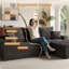 Canapé modulaire rembourré de 96,46 po de largeur avec siège très profond et 2 coussins, pour un salon, une chambre à coucher ou un appartement-1542716780-1542716786