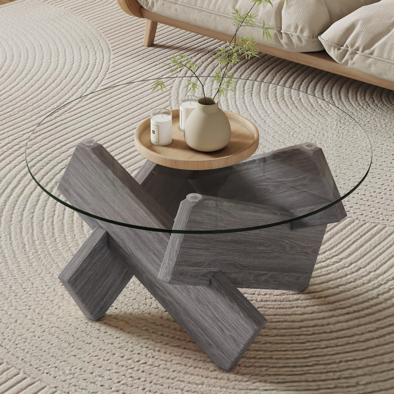 Table basse Lexghi, Gris, Clear