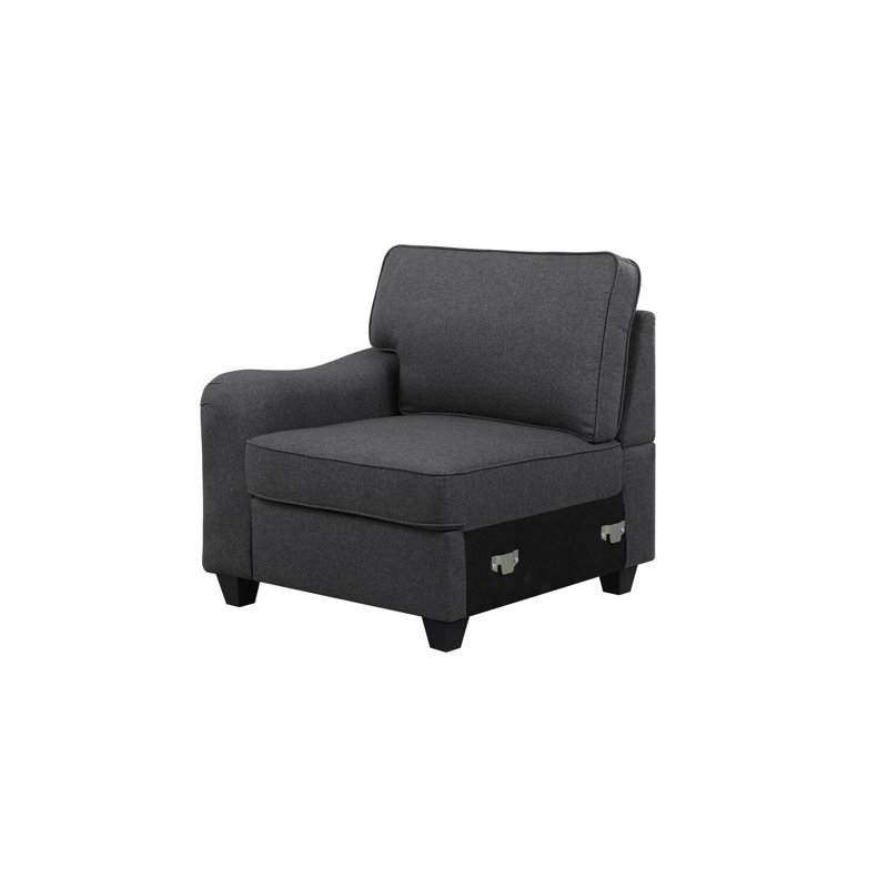 Canapé modulaire en forme de L et repose-pieds en lin gris foncé Latitude Run®