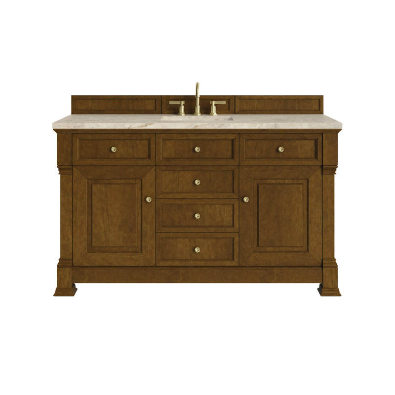 Brookfield 48'' W Single Vanity, Widespread, Victorian Silver, Black Onyx