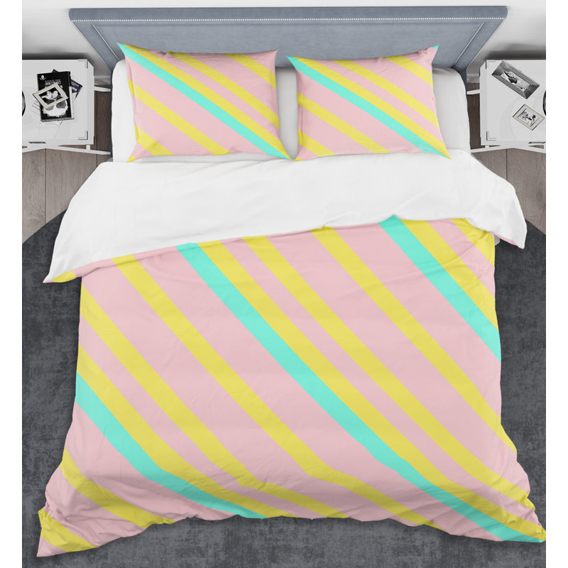 Motif néon rétro Memphis - ensemble de housse de couette abstrait moderne - polyester microfibre