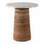 Table d'appoint décorative et base de piédestal texturée côtière tissée Capiz de style décontracté pour le bureau de la chambre à coucher - 20 po ivoire et brun clair