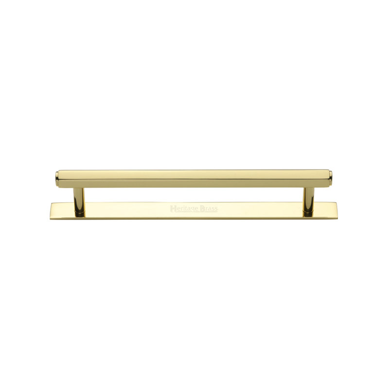Heritage Brass Heritage Cabinet Pull Hexagonal Design with Plate, Polished Brass, 12.8cm