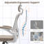 Chaise de bureau ergonomique robuste à haut dossier - Chaises de bureau confortables avec roues pivotantes et accoudoirs rabattables, appui-tête réglable et soutien lombaire pour le dos Capacité de 350 lb-14000721
