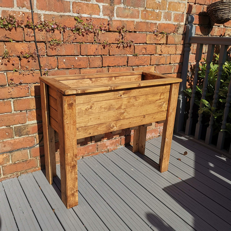 Bulkley Hand Made Rustic Wooden Medium Raised Garden Trough / Flower Bed Planter