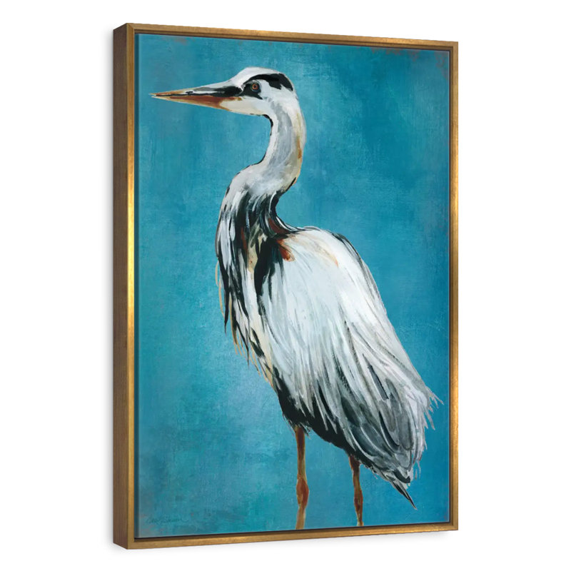 Grand héron bleu II, Floating Frame Gold, 13" x 19"