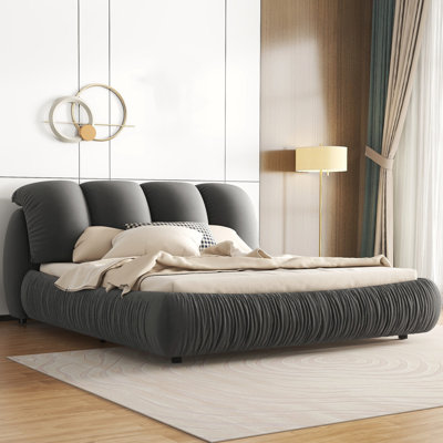 King Size Luxury Upholstered Bed With Thick Headboard -  Everly Quinn, 9A3A603EAE0145F48ED827D4A7D832C5