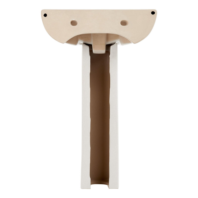 23" Rainsville 27.75" Tall White Porcelain Rectangular Pedestal/Wall Bathroom Sink with Overflow, 8" Centers