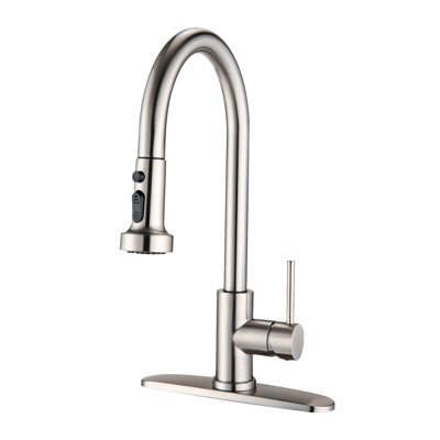 Kitchen Faucet With Pull Down In Brushed Nickel Stainless Steel - Scratch , Rust Protected, Spot , 360 Swivel Spout, 1.8Gpm Construction Scratchproof, Rustproof, Spot-, Swiveling Flow