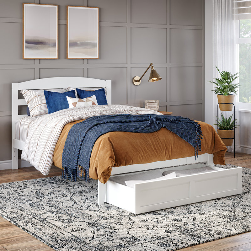Elliana Solid Wood Slat Storage Bed, Full/Double, White