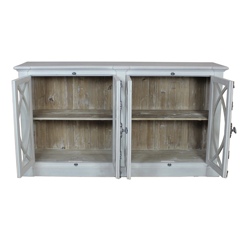 Robson 77'' Solid Wood Sideboard, White/Bleached pine
