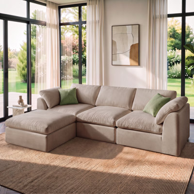 Canapé modulaire en forme de L avec repose-pieds de 108,2 po Cloud, canapé modulaire en forme de L avec repose-pieds 3 places, aucun assemblage requis