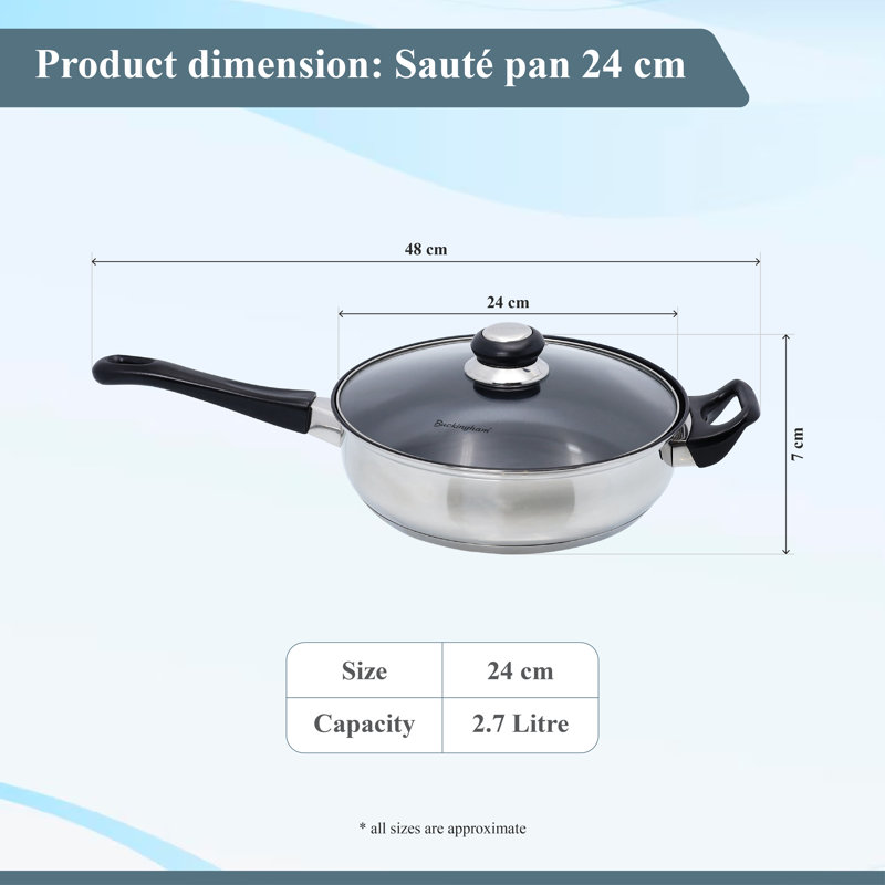 Buckingham Stainless Steel Sauté Pan Non-Stick 24 cm 