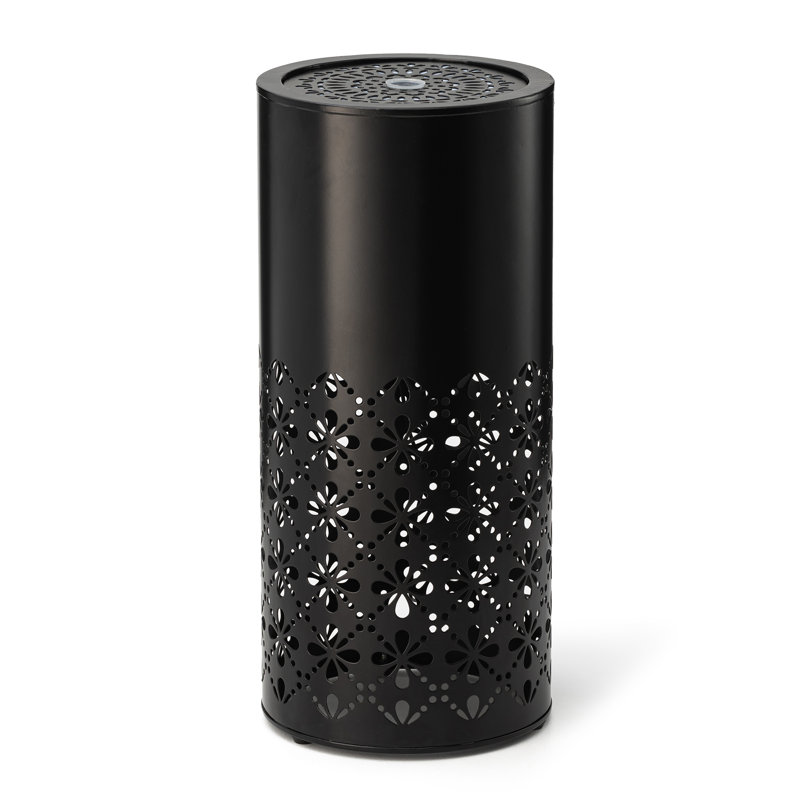 Outdoor Fountain With LED Lights, 23.5"H Metal Cutout Pattern 