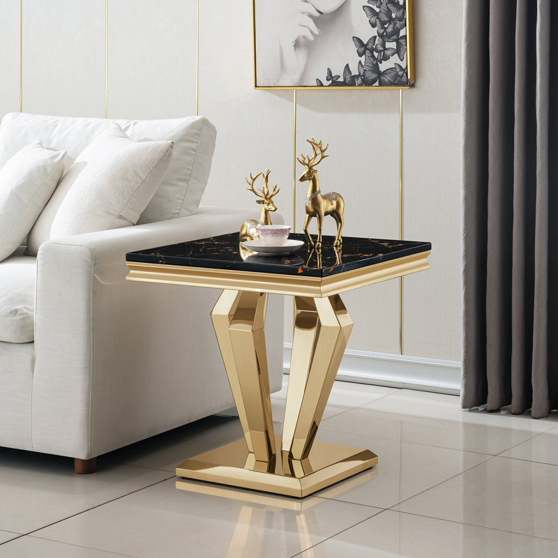 Dezhaun End Table, Gold, Black