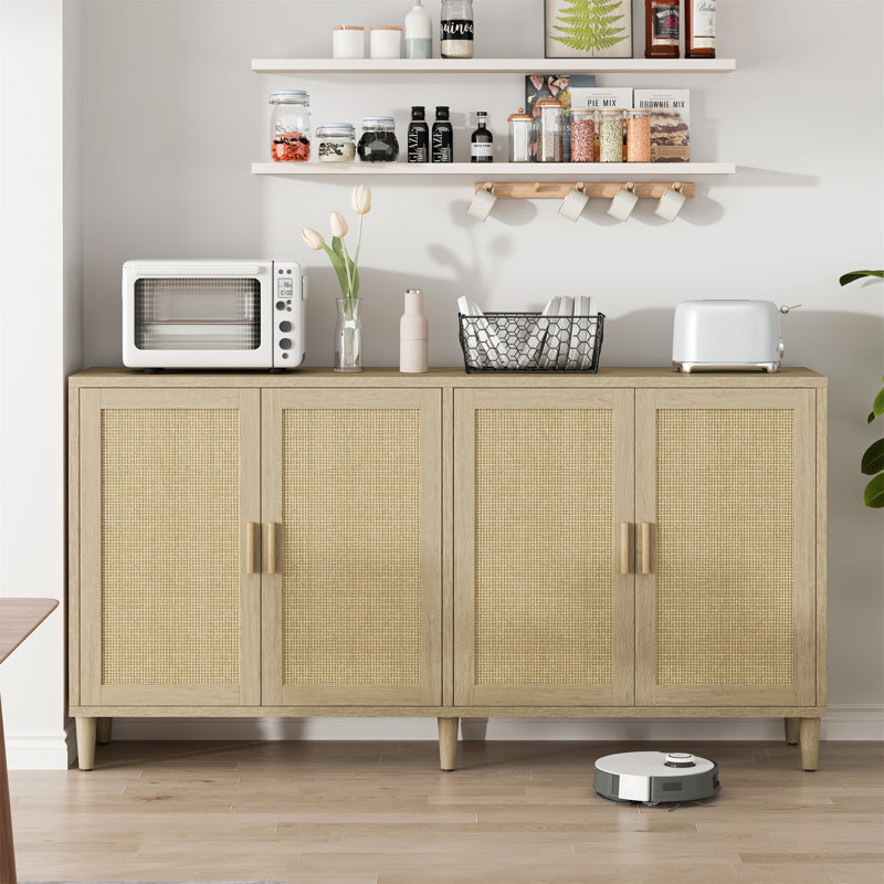 Buffet 70 po en rotin avec rangement, Naturel