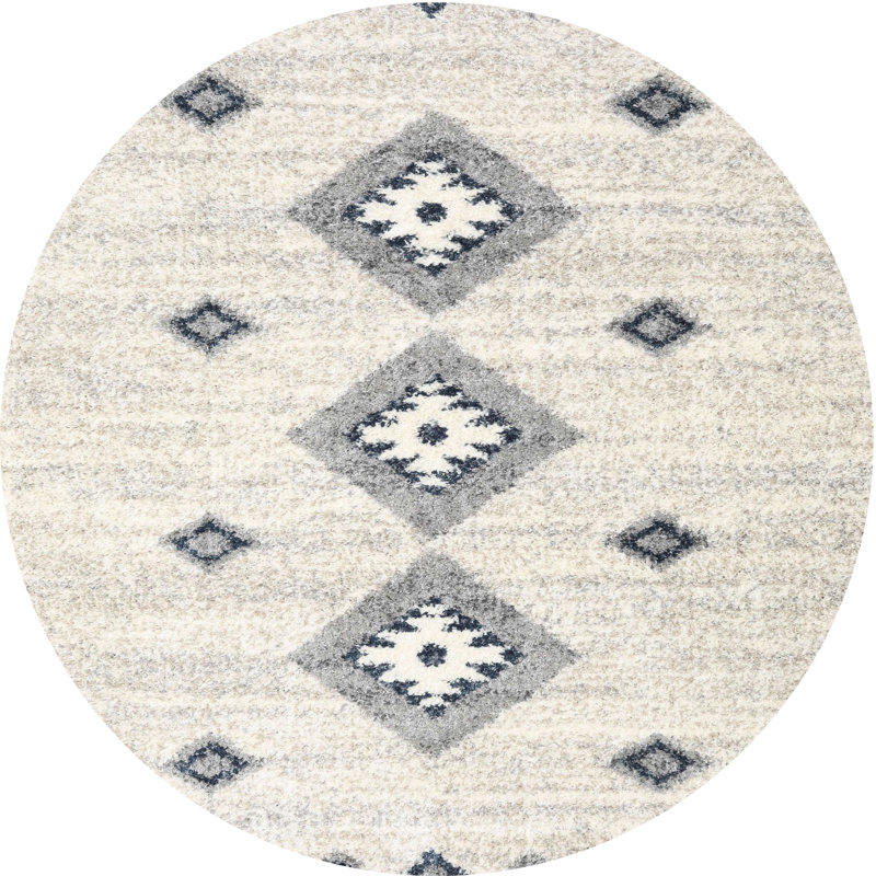 Tapis contemporain ivoire, Rond 5 pi