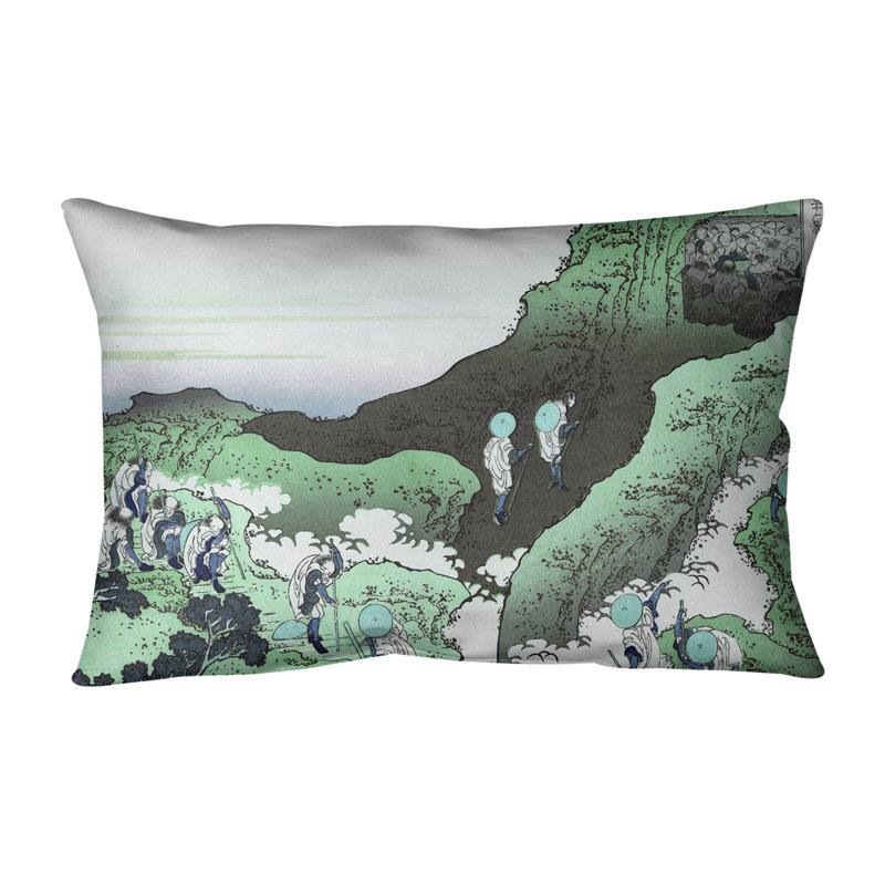La housse de coussin rectangulaire montée sur Mt. Fuji, Bourre en polyester, Vert