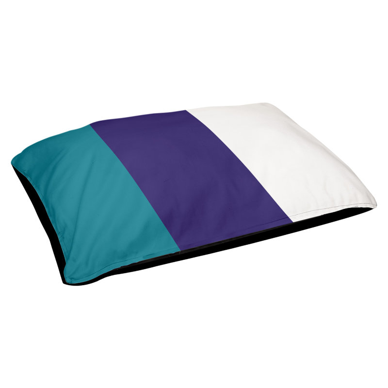 Coussin rectangulaire designer Seattle, Grand (L 40 po x l 50 po), Bleu sarcelle / mauve foncé / blanc