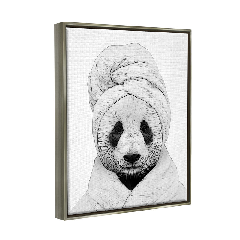 «Panda Bear Wildlife» par Annalisa Latella, H 31 po x l 25 po x P 1,7 po, Cadre flottant gris lustré
