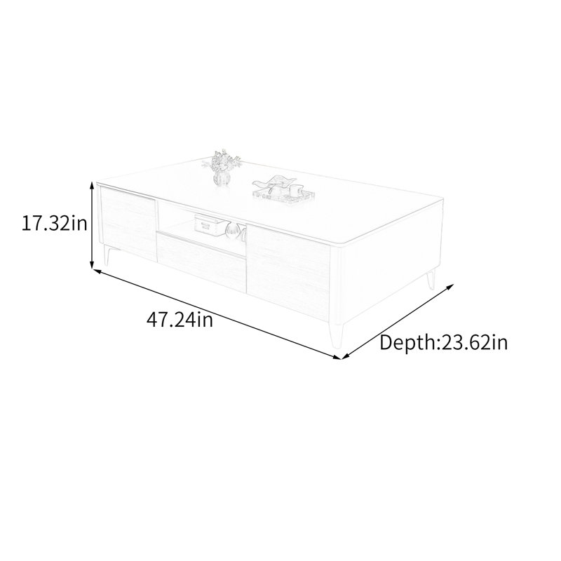 Table basse moderne avec tiroir de rangement, H 17,32 po x L 47,24 po x l 23,62 po