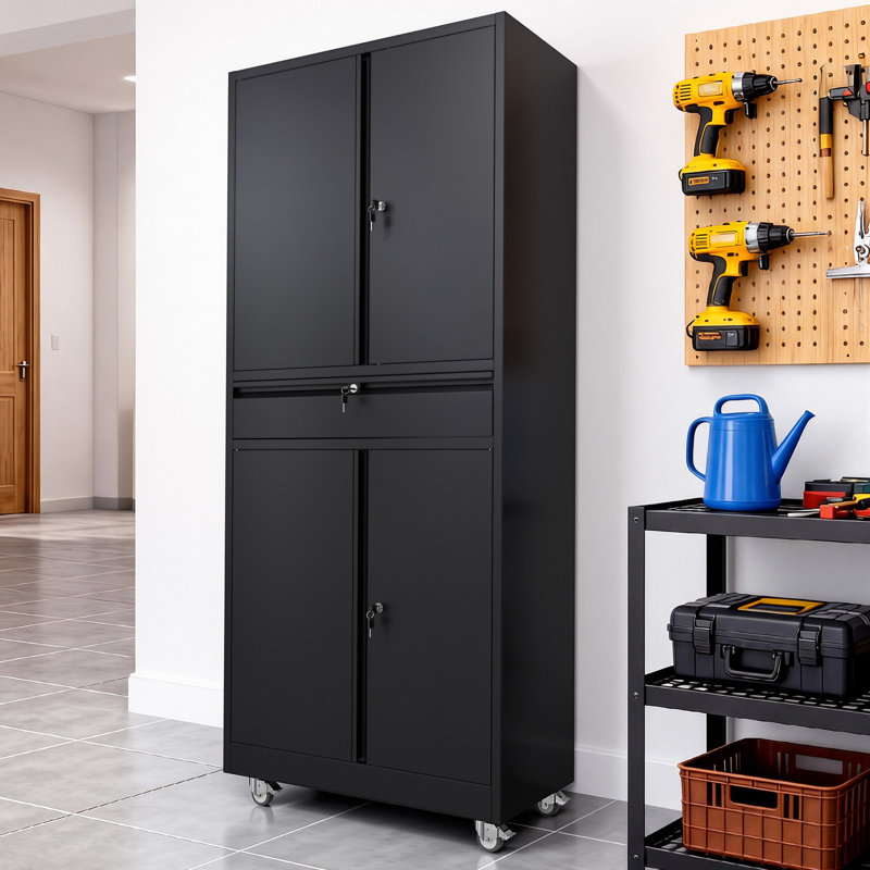 Armoire à outils 4 portes 1 tiroir avec roulettes