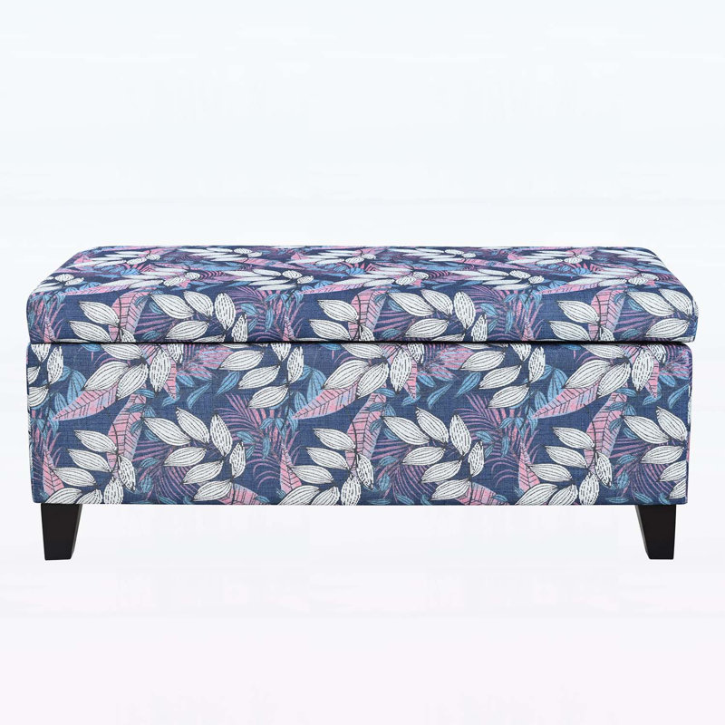 Storage Bench with Floral Patterned Fabric