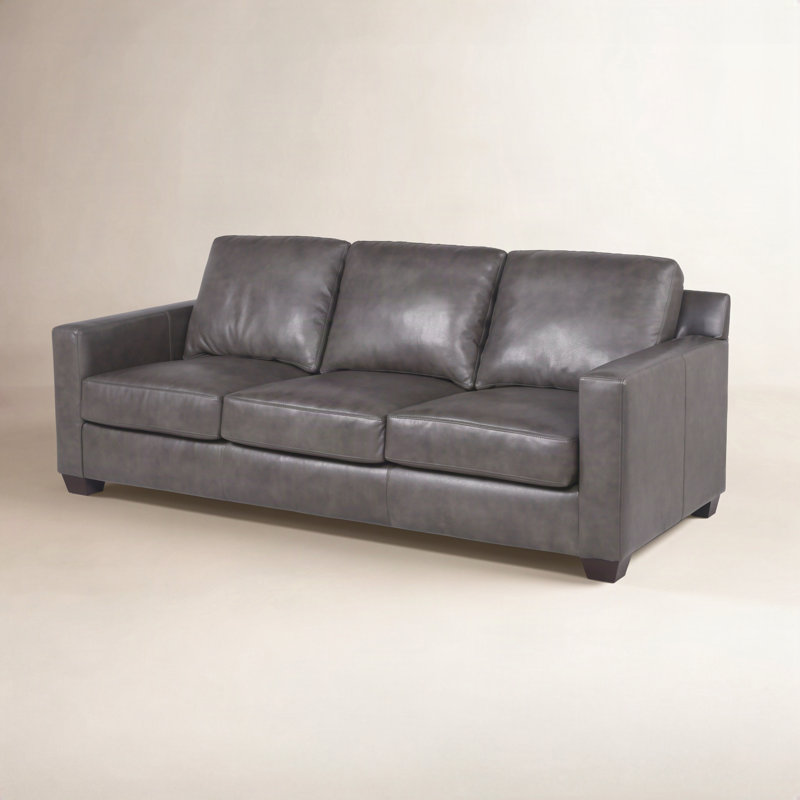 Covedale Upholstered 83.5'' Sofa, Sidekick Charcoal Genuine Leather