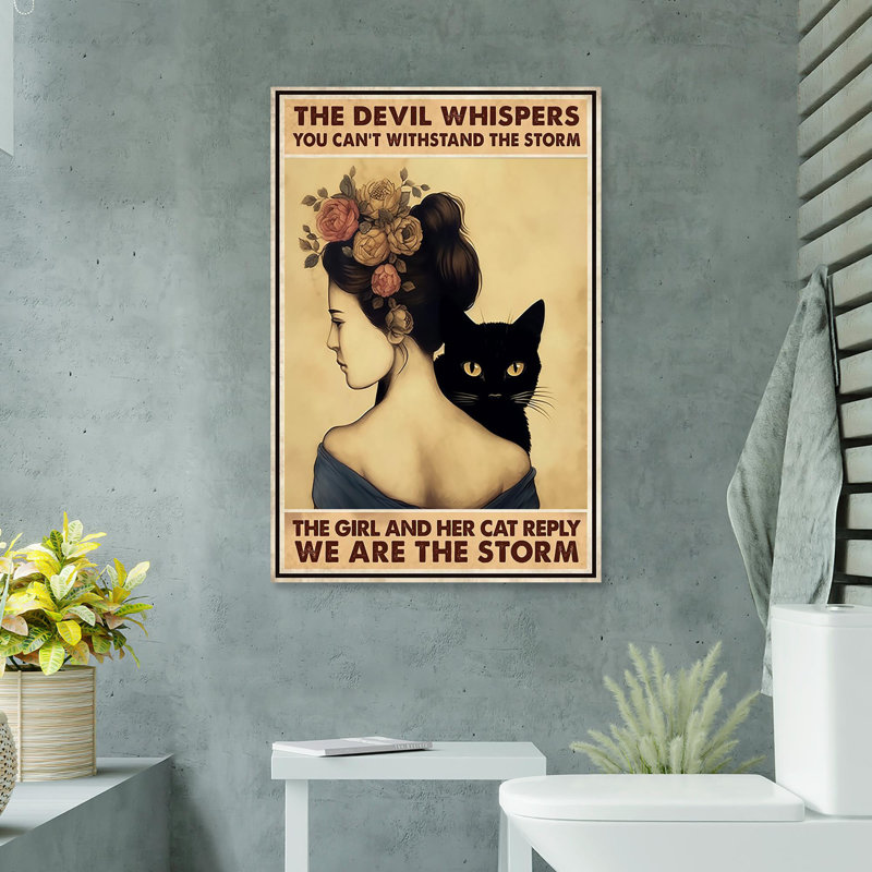 «The Girl and Her Cat répondre», reproduction d'art graphique sur toile tendue, L 11 po x H 14 po