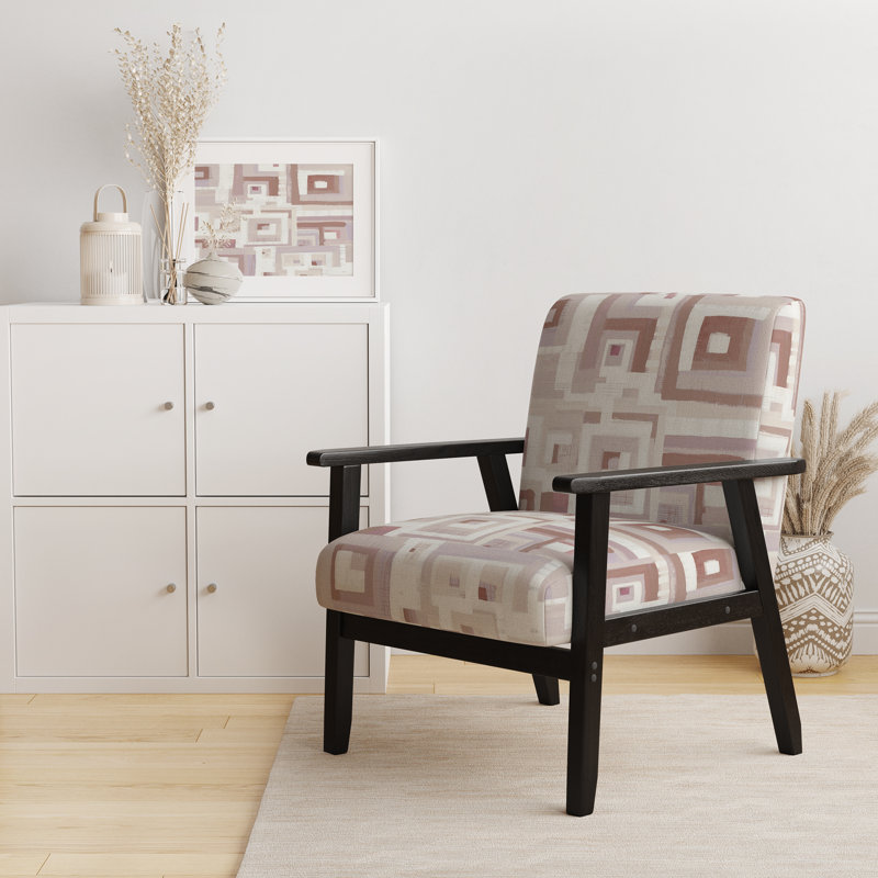 Fauteuil d'appoint rembourré «Glyndora - Pink Geometric Form Windows II»