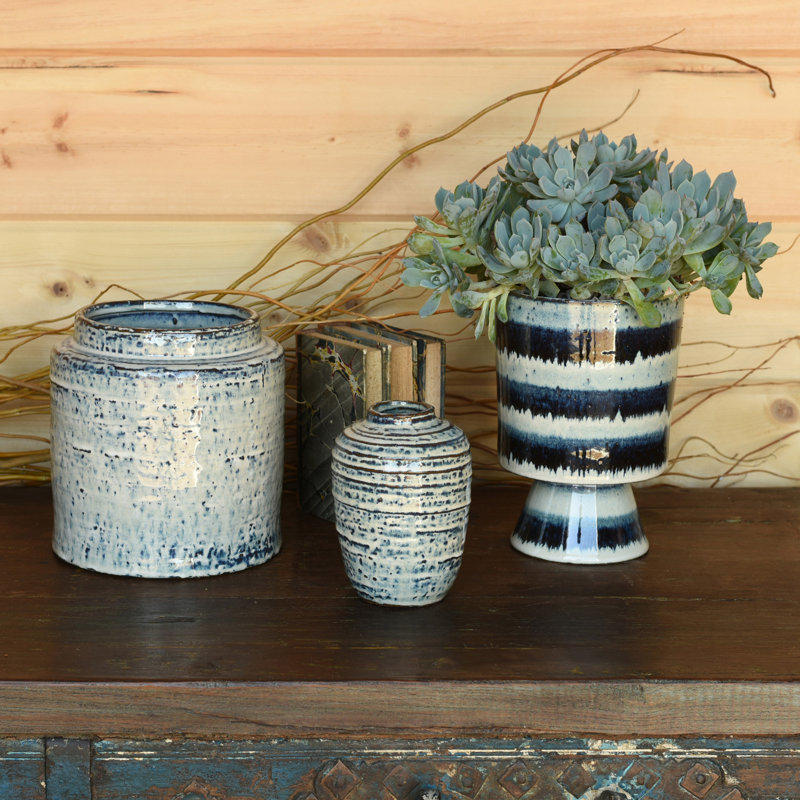 Vase de table en céramique 6 "Gainz Indigo