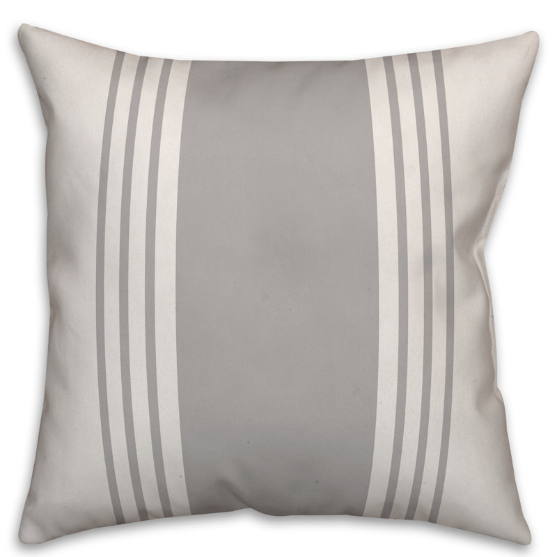 Coussin Farmhouse, 16 po x 16 po, Blanc / gris, Pas de bourre
