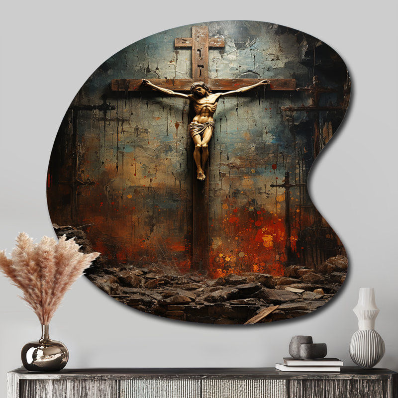 Nohan - art mural asymétrique en métal Christianisme, H 33 po x l 33 po
