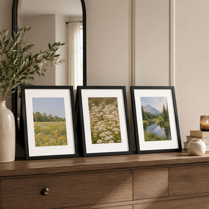 Ensemble de 3 cadres photo noirs 11x14 avec verre