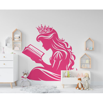 Princess Reading A Book Wall Decal Reading Books Magic Wall Decal Vinyl Art Stickers For Interiors, Schools, Classrooms, Libraries 552RS