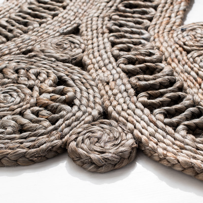 Tapis en jute tissé à la main en fibre naturelle, Rond 10 pi