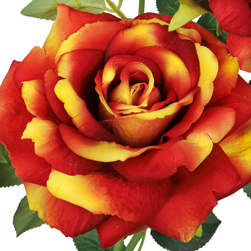 Fleur artificielle rose, Jaune orange