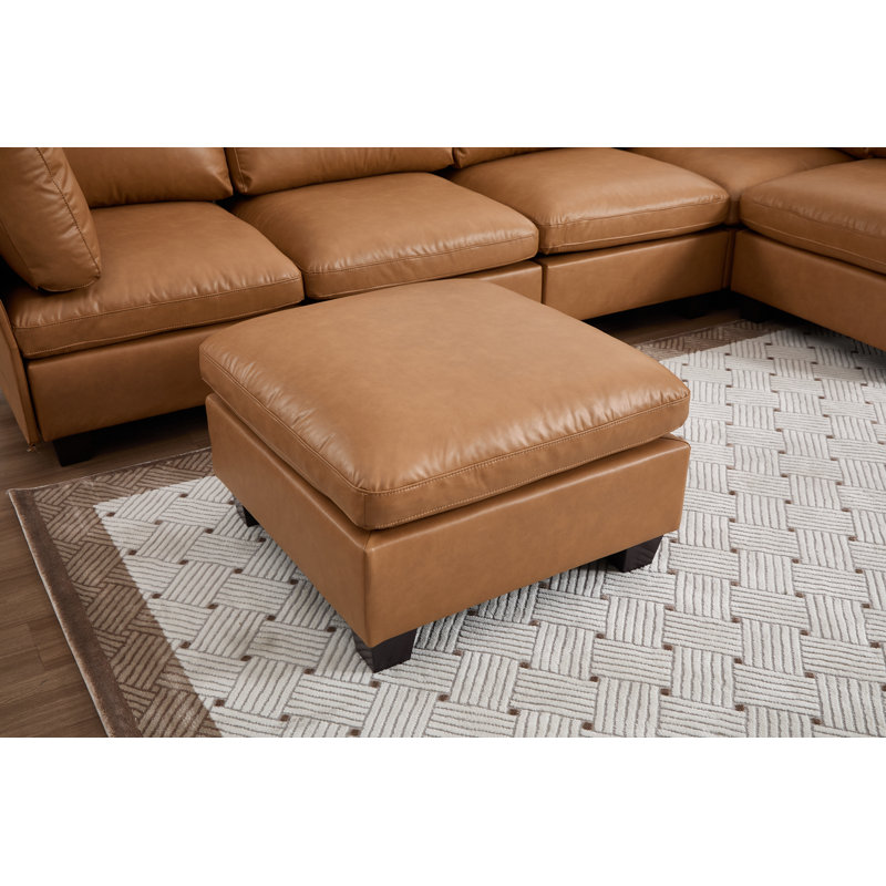 Repose-pieds carré en cuir 29,5 po